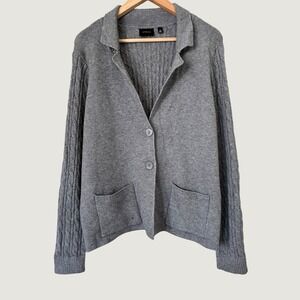 Cyrus Women Gray Cable Knit Cardigan Sweater Collared Size L Minimalist